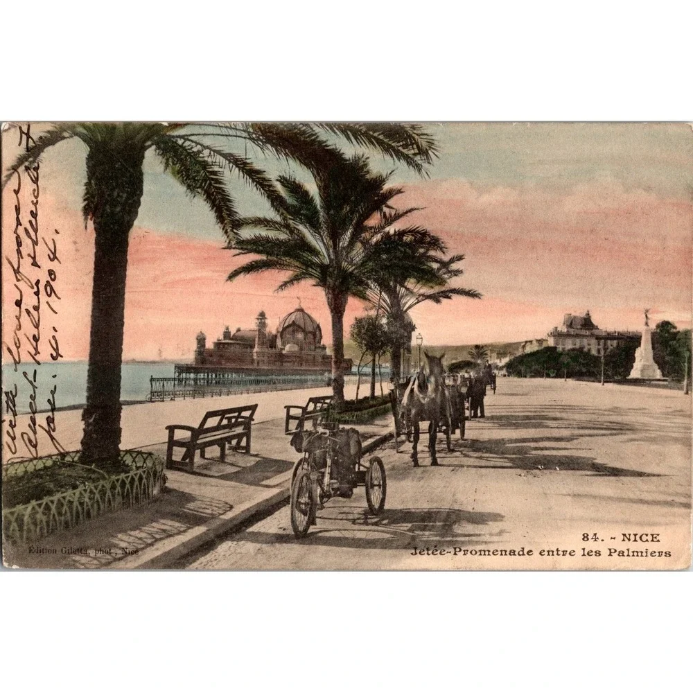 Vintage Nice France Jetée-Promenade entre les Palmiers Postcard 1904